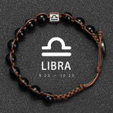 Natural Stone 12 Zodiac Obsidian Hand-woven Bracelet – Stylish Gifts — 12