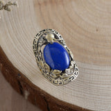 S925 Silver Vintage Craft Fashion Lapis Lazuli Ring – Stylish Gifts — 5