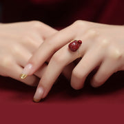 Women's S925 Sterling Silver Cinnabar Ring Niche – Gifts for Her — 11