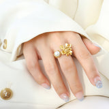 French Retro Flower Brass Ring For Women – Gifts for Her — 2
