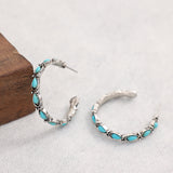 Western Water Drop Turquoise Ear Ring C- Shaped – Thoughtful Gifts — 8