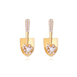 Alloy Inlaid Pearl Small Shovel Earrings – Unique Gift Ideas — 6