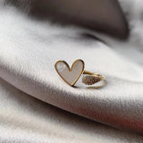 White Love Ring Microinlaid Zircon Opening Ring – Gifts for Couples — 4