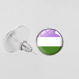 LGBT Pride Round Glass Stud Earrings Gay Lesbian – Stylish Gifts — 3