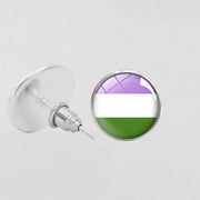 LGBT Pride Round Glass Stud Earrings Gay Lesbian – Stylish Gifts — 3