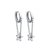 Women's Sterling Silver Zircon Sakura Flower Earrings – Gifts for Her — 9