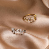 Sweet Leaves Butterfly Ring Female Opening Adjustable – Gifts for Her — 1