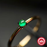 S925 Sterling Silver Emerald Gold-plated Ring Emerald – Useful Gifts — 2