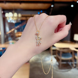 Diamond Bear Pendant Long Sweater Chain – Jewelry Gift Ideas — 4