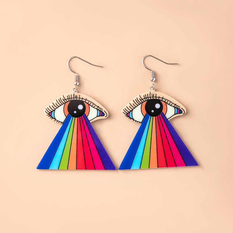 Rainbow Tearful Eyes Acrylic Pendant Earrings – Jewelry Gift Ideas — 1