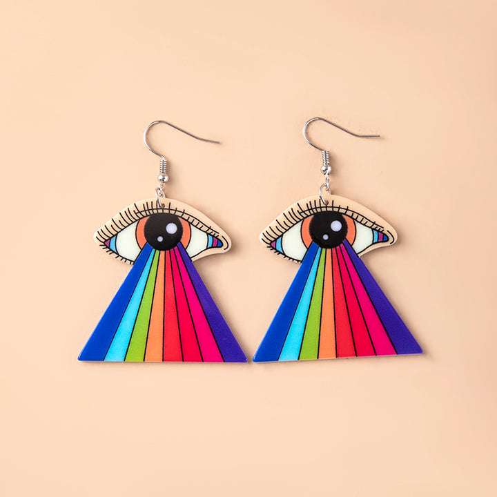 Rainbow Tearful Eyes Acrylic Pendant Earrings – Jewelry Gift Ideas — 1