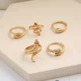 Women's Snake Ring Moon Pearl Ring Set – Gifts for Her — 8
