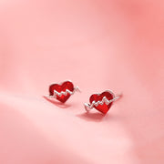 S925 Silver Needle Asymmetric Tassel Love Stud – Gifts for Couples — 10
