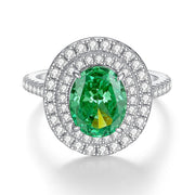 S925 Sterling Silver Emerald Ring Female High Carbon – Gifts for Her — 12