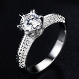 S925 Silver Ladies Middle Finger Six Prong Diamond Ring – Gift Ideas — 2