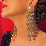 Creative Alloy Inlaid Pearl Diamond Rhinestone Long – Gifts for Her — 1
