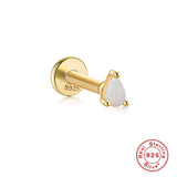 Sterling Silver Opal And Diamond Pierced Threaded Ear – Stylish Gifts — 2