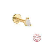 Sterling Silver Opal And Diamond Pierced Threaded Ear – Stylish Gifts — 2