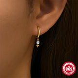 S925 Sterling Silver Diamond Embedded Star Opal Ear – Small Gift Ideas — 1