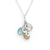 Water Drop Birthstone Leaf Engraved Necklace – Jewelry Gift Ideas — 5