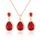 Bright Big Zircon Water Drops Necklace Eardrops – Gifts for Couples — 20