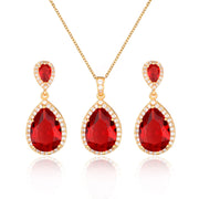 Bright Big Zircon Water Drops Necklace Eardrops – Gifts for Couples — 20