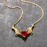 Hand Holding Heart Pendant Necklace Fashion – Jewelry Gift Ideas — 4