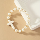 Bracelet Natural Stone Cross Pearl – Jewelry Gift Ideas — 3
