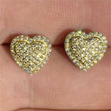 Fashion OL Micro Inlaid Zircon Heart Stud Earrings – Stylish Gifts — 2