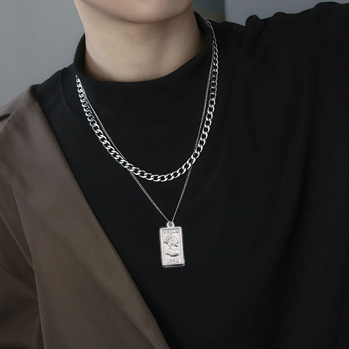 Fashion Titanium Steel Double Layered Necklace – Jewelry Gift Ideas — 1