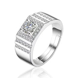 Men's Ring 925 Silver Mosanite Copper Plated Platinum – Gifts for Him — 4