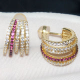 Multi-layer Line Stud Earrings With Diamonds – Holiday Gift Ideas — 4