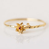 12yue Flower Birthstone Ring Copper Inlaid Zircon – Everyday Gifts — 13