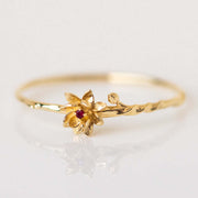 12yue Flower Birthstone Ring Copper Inlaid Zircon – Everyday Gifts — 13