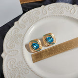Blue Bright Crystal Oval Stud Earrings Wheat – Jewelry Gift Ideas — 10
