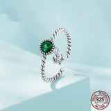 Sterling Silver S925 Malachite Open Ring – Thoughtful Gifts — 2