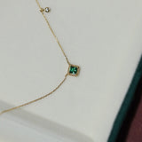 S925 Sterling Silver Necklace Emerald Sugar Cube – Jewelry Gift Ideas — 2