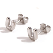 Titanium Steel Earrings 18K Gold Mini Alphabet Letter – Gifts for Her — 15