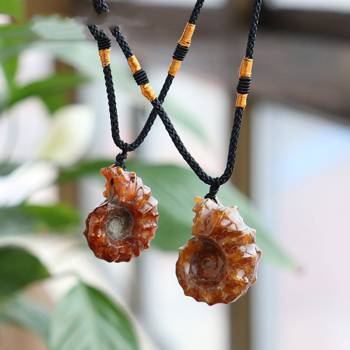 Natural Ram's Horn Conch Fossil Pendant Specimen – Jewelry Gift Ideas — 1