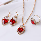 Water drop rhinestone necklace earrings ring set – Jewelry Gift Ideas — 5