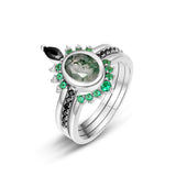 Female S925 Silver Inlaid Green Moss Stone Ring – Gifts for Her — 20