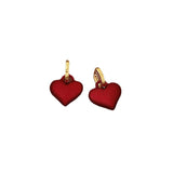 Temperament Red Heart Earrings Women's Frosted Matte – Gifts for Her — 2