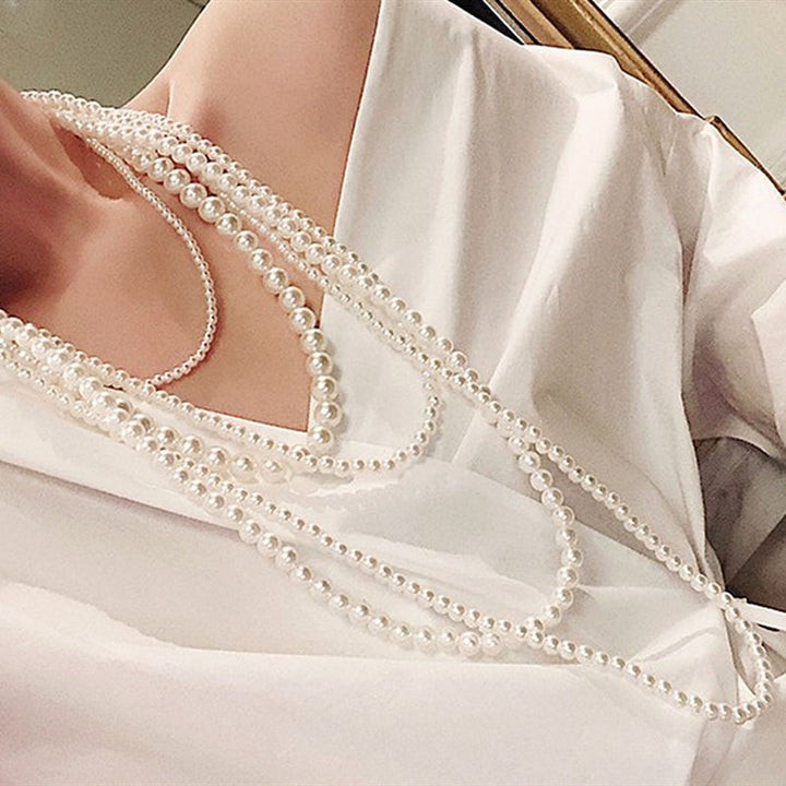 Women's Multi-layer Glass Pearl Necklace Long – Jewelry Gift Ideas — 1