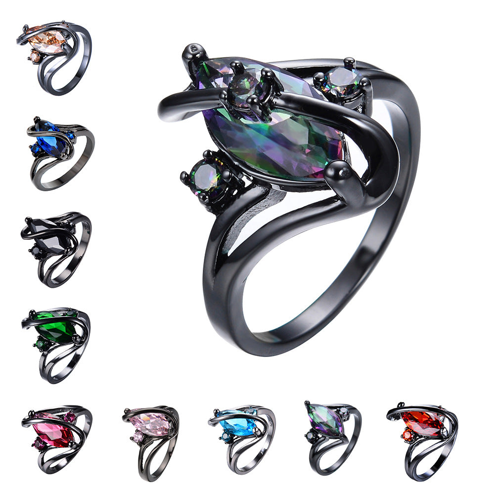Black Gold S Shaped Zircon High End Diamond Ring – Gifts for Him — 1