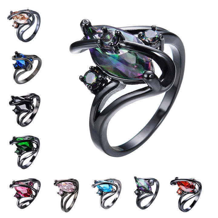 Black Gold S Shaped Zircon High End Diamond Ring – Gifts for Him — 1