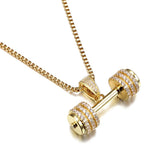 Diamond-studded zircon gold dumbbell pendant – Jewelry Gift Ideas — 1