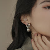 Hollow With Diamonds Gray Pearl Earrings – Special Occasion Gifts — 2
