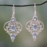 Women's Vintage Thai Silver Blue Three Diamond – Gifts for Her — 2