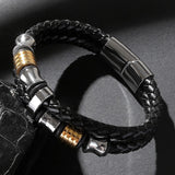 Men's Leather Titanium Steel Punk Bracelet – Jewelry Gift Ideas — 13