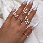 Personalized Butterfly Flower Ring Set Of 5 – Practical Gifts — 1